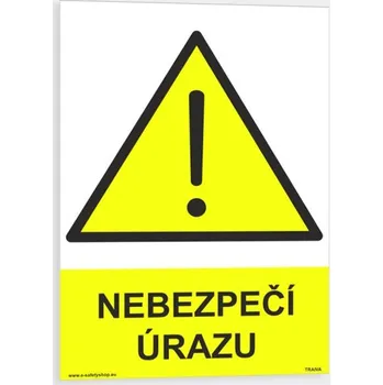 Nebezpečí úrazu Plast 210 x 297 mm (A4) tl. 2 mm - Kód: 07985