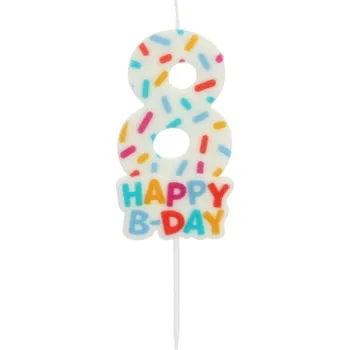 Dortová svíčka Dortová svíčka číslo 8 - Happy B-day 7 cm