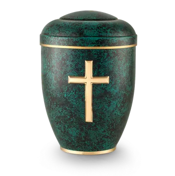 Smuteční dekorace Ekologická urna Rustica - Kříž/Zelená