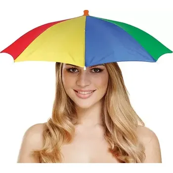 Deštník Barevný skládací deštník na hlavu - deštník pro volné ruce