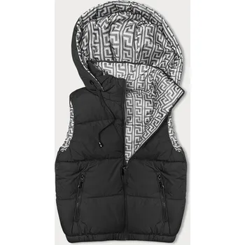 Dámská vesta Černá péřová dámská vesta s kapucí - Elegantní zateplený model J.STYLE, odstíny černé S (36) i392_22708-46