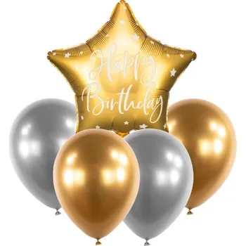 Balónkový set Happy Birthday Zlatý - 5 ks