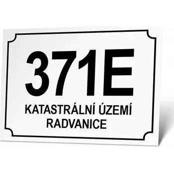 Domovní cedule Domovní číslo - EVIDENČNÍ EVIDENČNÍ Domovní číslo, 20 x 14 cm, Plast tl. 2 mm, Kód: 26527