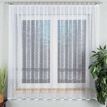 Záclona Žakárová záclona 44165, mřížka s bordurou, bílá s bordurou, výška 250cm (v metráži)