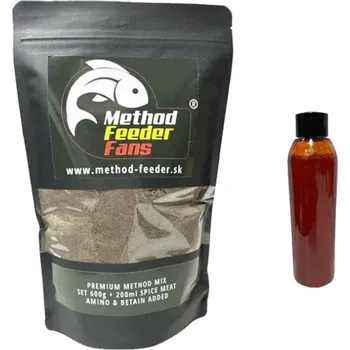Nástraha Set Method Feeder Fans Method Mix 600g+200ml Booster Kořeněné Maso