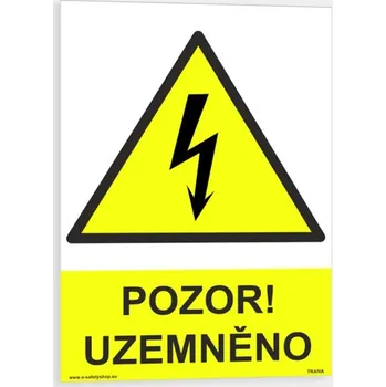 Pozor! Uzemněno Plast 210 x 297 mm (A4) tl. 0.5 mm - Kód: 01428