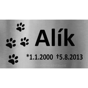 Smuteční dekorace Rytá cedulka na urnu Alík