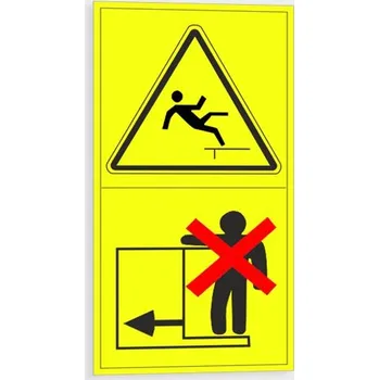 Výstraha - Riziko pádu z výšky. Nevstupuj na pohybující se části stroje 12 ks (45 x 85 mm) na archu A4, Samolepka tl. 0.1 mm - Kód: 09262