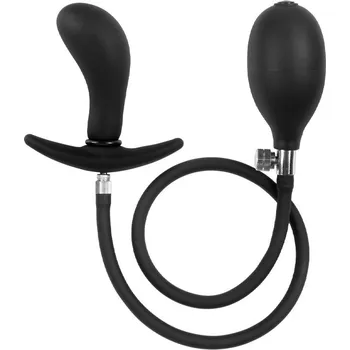 Anální kolík Rimba Latex Play Inflatable Curved Anal Plug with Pump Black