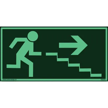 Značení Únikové schodiště vpravo dolů Samolepka 200 x 100 mm tl. 0.4 mm - fotoluminiscenční - Kód: 00121