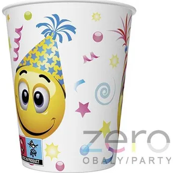 Jednorázové nádobí Pohárek (kelímek) nápojový papírový 0,25 l (8 ks) - smajlíci