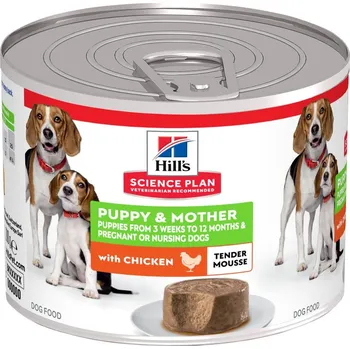 Krmivo pro psa 12× 200 g Hill's Science Plan Puppy & Mother Tender Mousse s kuřecím, konzervy pro psy