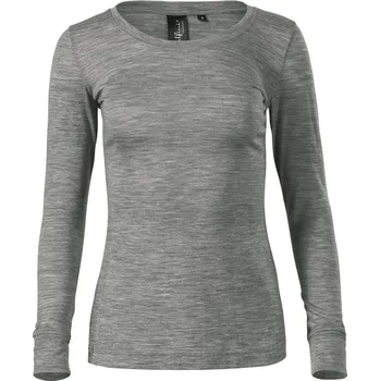 MALFINI Premium Dámské 100 % merino triko s dlouhým rukávem Barva: Šedý melír tmavý, Velikost: XXL