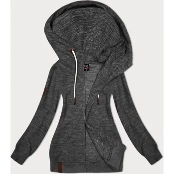 Dámská mikina Dámská polarová (fleecová) mikina v grafitové melanžové barvě s kapucí (2312) odstíny šedé XXL (44)