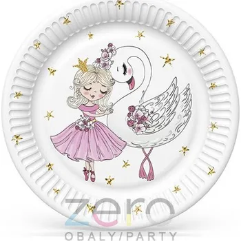 Jednorázové nádobí Tácek papírový kulatý s fólií pr. 18 cm (8 ks) - balet