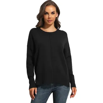 Dámský svetr Dámský pletený svetr s výstřihem Černá S