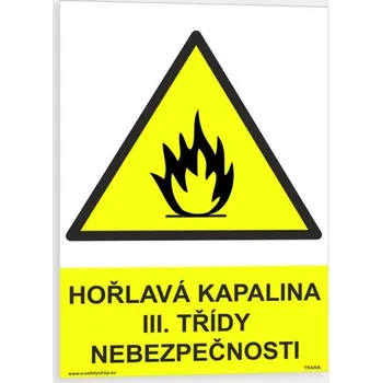 Hořlavá kapalina III. třídy nebezpečnosti Plast 210 x 297 mm (A4) tl. 0.5 mm - Kód: 03589