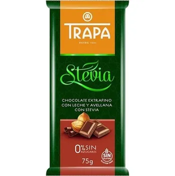Čokoláda Trapa Čokoláda se stévií a lískovými ořechy mléčná 27 % 75 g