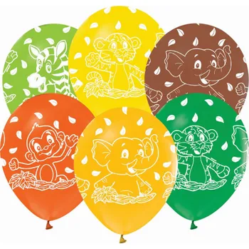Balónek Latexové balonky Zvířátka z Afriky 30 cm - 5 ks
