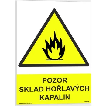Pozor sklad hořlavých kapalin Samolepka 148 x 210 mm (A5) tl. 0.1 mm - Kód: 13109