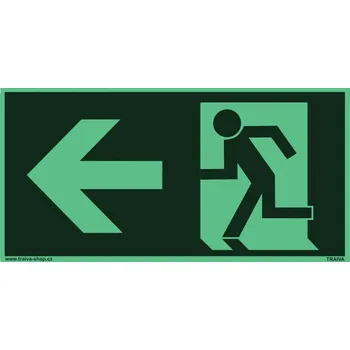 Únikový východ vlevo EN ISO 7010 Plast 200 x 100 mm tl. 1.1 mm - fotoluminiscenční - Kód: 03338