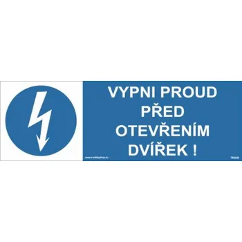 Vypni proud před otevřením dvířek Samolepka 210 x 80 mm tl. 0.1 mm - Kód: 10922