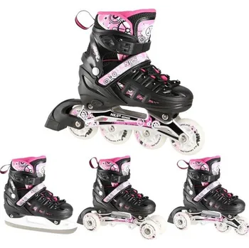 Celoroční brusle Nils Extreme NH10905.2 4v1 černé/růžové