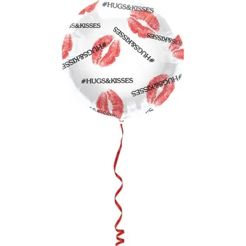 Party dekorace Foliový balonek kulatý - Hugs & kisses - 45 cm