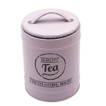 Dóza na potraviny Plechová nádoba na čaj nebo cukr, bledě růžová
