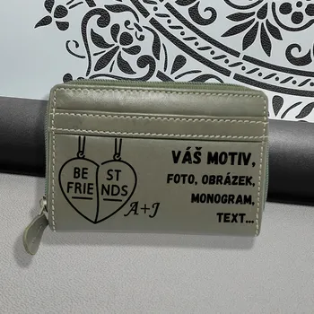 Peněženka Dámská šedá kožená peněženka Tillberg s monogramem, vlastním textem nebo fotkou