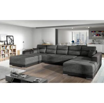 Sedací souprava Rozkládací rohová sedačka KARLOS U černá-melír / černá