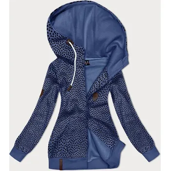 Dámská mikina Modrá dámská rozepínací mikina se vzorem srdíček (2315) odstíny modré XXL (44)