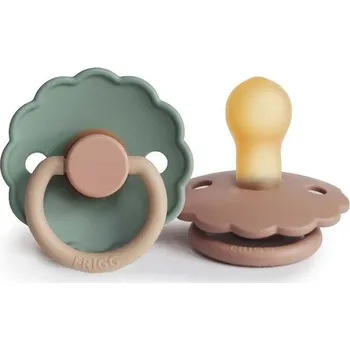 dudlíky FRIGG Daisy Latex 2-Pack Rose Gold/Willow - size 1