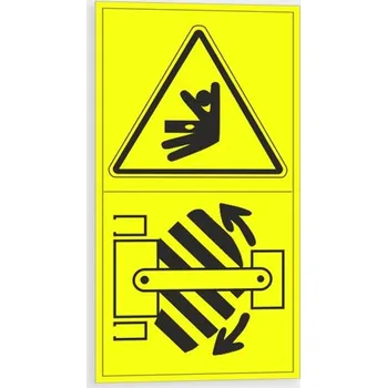 Výstraha - Možnost bočního stlačení nebo naražení Setrvej mimo dosah soupravy v chodu Samolepka 95 x 175 mm tl. 0.1 mm - Kód: 09138