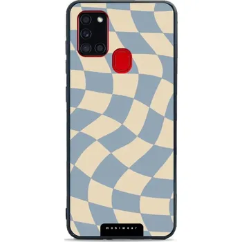 Pouzdro na mobilní telefon Lesklý kryt Mobiwear Glossy - Samsung Galaxy A21S - GA59G Modrá a béžová šachovnice (Prémiové lesklé pouzdro, obal, kryt Mobiwear Glossy na mobil Samsung Galaxy A21S - GA59G Modrá a béžová šachovnice, materiál Plast + TPU silikon - krytí po všech stranách