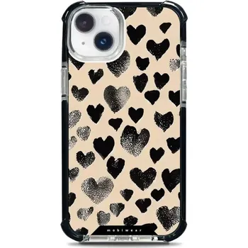 Pouzdro na mobilní telefon Odolný obal Mobiwear MagSafe Elite Bumper - Apple iPhone 14 Plus - DA51D Černá srdíčka (Odolný kryt, pouzdro, obal Mobiwear Elite Bumper na mobil Apple iPhone 14 Plus - DA51D Černá srdíčka, materiál Plast + TPU silikon + kov - zesílená ochrana telefonu,)