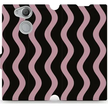 Pouzdro na mobilní telefon Flipové pouzdro Mobiwear - Sony Xperia XA2 - VA54S Fialové vlnky (Knížkové flip pouzdro, obal, kryt na mobil Sony Xperia XA2 - VA54S Fialové vlnky, materiál Umělá kůže + TPU - ochrana 360°, stojánek, silikonová vanička, magnetické zavírání)