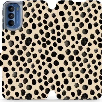 Pouzdro na mobilní telefon Flipové pouzdro Mobiwear - Motorola Moto G41 - VA50S Černé puntíky (Knížkové flip pouzdro, obal, kryt na mobil Motorola Moto G41 - VA50S Černé puntíky, materiál Umělá kůže + TPU - ochrana 360°, stojánek, silikonová vanička, magnetické zavírání)