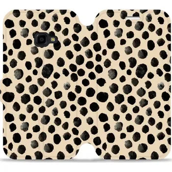 Pouzdro na mobilní telefon Flipové pouzdro Mobiwear - Samsung Galaxy Xcover 4 - VA50S Černé puntíky (Knížkové flip pouzdro, obal, kryt na mobil Samsung Galaxy Xcover 4 - VA50S Černé puntíky, materiál Umělá kůže + TPU - ochrana 360°, stojánek, silikonová vanička, magnetické zavírání