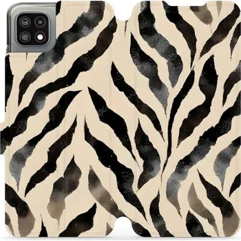 Pouzdro na mobilní telefon Flipové pouzdro Mobiwear - Samsung Galaxy A22 5G - VA53S Zebří (Knížkové flip pouzdro, obal, kryt na mobil Samsung Galaxy A22 5G - VA53S Zebří, materiál Umělá kůže + TPU - ochrana 360°, stojánek, silikonová vanička, magnetické zavírání)