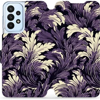 Pouzdro na mobilní telefon Flipové pouzdro Mobiwear - Samsung Galaxy A23 - VA46S Fialové rostliny (Knížkové flip pouzdro, obal, kryt na mobil Samsung Galaxy A23 - VA46S Fialové rostliny, materiál Umělá kůže + TPU - ochrana 360°, stojánek, silikonová vanička, magnetické zavírání)