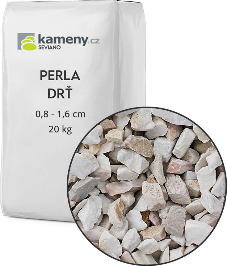 Kameny.cz Perla mramorová kamenná drť Vyberte si balení: 20 kg