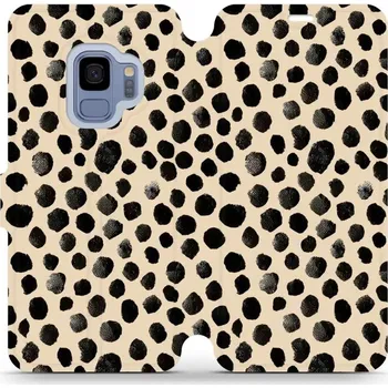 Pouzdro na mobilní telefon Flipové pouzdro Mobiwear - Samsung Galaxy S9 - VA50S Černé puntíky (Knížkové flip pouzdro, obal, kryt na mobil Samsung Galaxy S9 - VA50S Černé puntíky, materiál Umělá kůže + TPU - ochrana 360°, stojánek, silikonová vanička, magnetické zavírání)