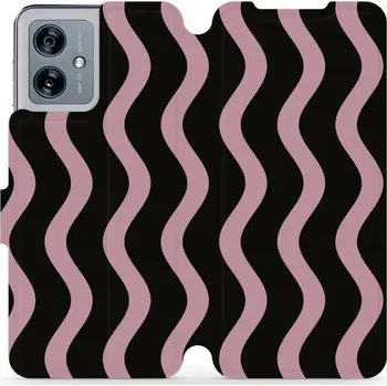 Pouzdro na mobilní telefon Flipové pouzdro Mobiwear - Motorola Moto G54 5G / Moto G54 5G Power Edition - VA54S Fialové vlnky (Knížkové flip pouzdro, obal, kryt na mobil Motorola Moto G54 5G / Moto G54 5G Power Edition - VA54S Fialové vlnky, materiál Umělá kůže + TPU - ochrana 360°,