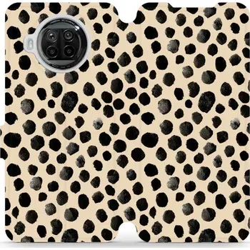 Pouzdro na mobilní telefon Flipové pouzdro Mobiwear - Xiaomi Mi 10T Lite - VA50S Černé puntíky (Knížkové flip pouzdro, obal, kryt na mobil Xiaomi Mi 10T Lite - VA50S Černé puntíky, materiál Umělá kůže + TPU - ochrana 360°, stojánek, silikonová vanička, magnetické zavírání)