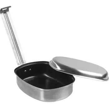 Kempingové nádobí Ešus pánvička FRANCIE s TEF povrchem (Jídelní dvoudílná souprava, vyrobená z nerezavějící oceli se speciálním teflonovým povrchem.)