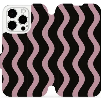 Pouzdro na mobilní telefon Flipové pouzdro Mobiwear - Apple iPhone 15 Pro - VA54S Fialové vlnky (Knížkové flip pouzdro, obal, kryt na mobil Apple iPhone 15 Pro - VA54S Fialové vlnky, materiál Umělá kůže + TPU - ochrana 360°, stojánek, silikonová vanička, magnetické zavírání)