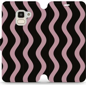 Pouzdro na mobilní telefon Flipové pouzdro Mobiwear - Samsung Galaxy J6 2018 - VA54S Fialové vlnky (Knížkové flip pouzdro, obal, kryt na mobil Samsung Galaxy J6 2018 - VA54S Fialové vlnky, materiál Umělá kůže + TPU - ochrana 360°, stojánek, silikonová vanička, magnetické zavírání)