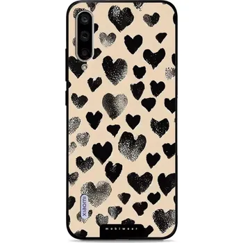 Pouzdro na mobilní telefon Lesklý kryt Mobiwear Glossy - Xiaomi Mi A3 - GA51G Černá srdíčka (Prémiové lesklé pouzdro, obal, kryt Mobiwear Glossy na mobil Xiaomi Mi A3 - GA51G Černá srdíčka, materiál Plast + TPU silikon - krytí po všech stranách, neošoupatelný potisk, tenké proveden