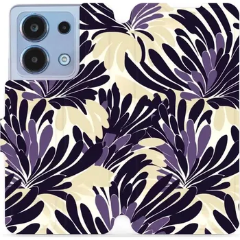 Pouzdro na mobilní telefon Flipové pouzdro Mobiwear - Xiaomi Redmi Note 13 4G - VA47S Fialová flóra (Knížkové flip pouzdro, obal, kryt na mobil Xiaomi Redmi Note 13 4G - VA47S Fialová flóra, materiál Umělá kůže + TPU - ochrana 360°, stojánek, silikonová vanička, magnetické zavírání